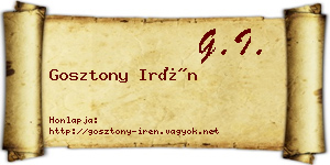 Gosztony Irén névjegykártya